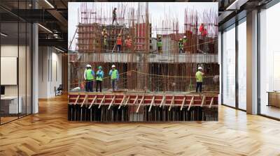 construction workers on construction site labours indian Wall mural