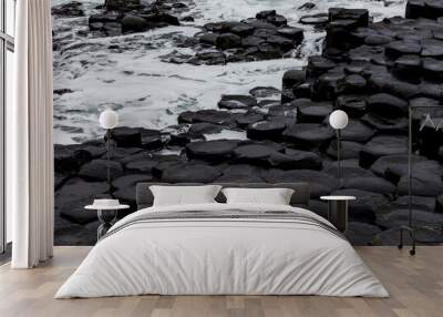 Hexagonal shapes of rocks, Giants Causeway, County Antrim, Northern Ireland, UK Wall mural