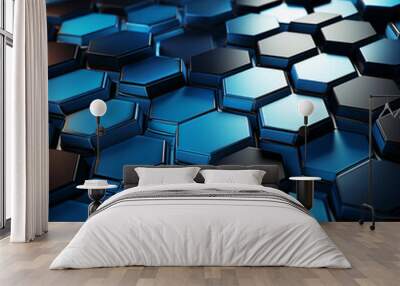 Abstract background of blue pentagons Wall mural