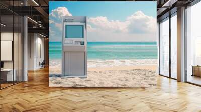 ATM, deposit machine on the ocean. business and technology Wall mural