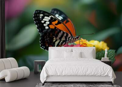 Beautiful butterfly on a flower Wall mural