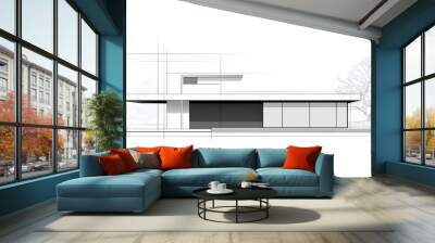 beautiful house graphic design, sketch of a beautiful house Wall mural