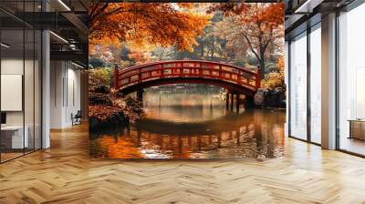 bridge in autumn Wall mural