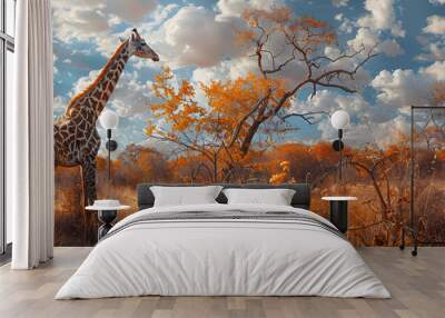 cute giraffe illustration Wall mural