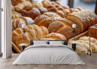 Delicious breads, ideal image for advertising bakeries, confectionery shops, markets. Wall mural