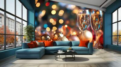 happy new year celebration and end of year party celebration Wall mural