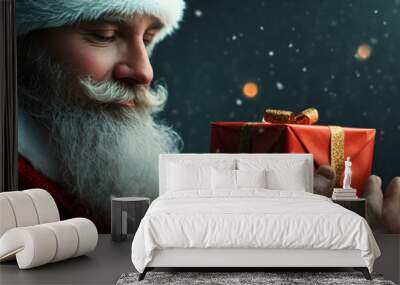 santa claus with gift Wall mural