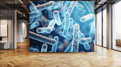 3D illustration of Bacillus anthracis, Gram-positive spore-forming rod-shaped bacterium. Wall mural