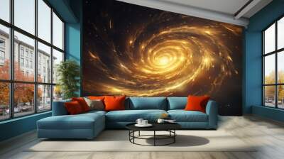 Abstract space background with golden spiral. Astrology and astronomy illustration. Wall mural