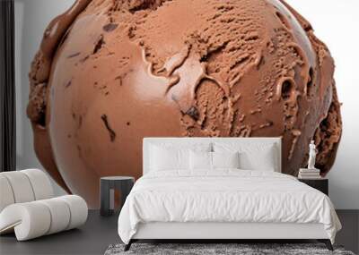 Chocolate ice cream ball isolated. Chocolate scoop of ice-cream top view. Wall mural