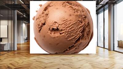 Chocolate ice cream ball isolated. Chocolate scoop of ice-cream top view. Wall mural