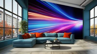 Dynamic light motion, light trail, high speed effect, traffic motion. light motion effect, slow shutter of traffic, cyberpunk neon. Wall mural