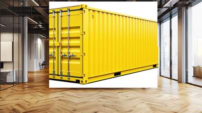 Yellow shipping container isolated. Wall mural