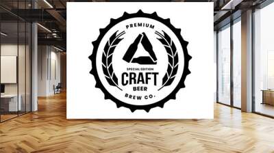 Modern craft beer drink vector logo sign for bar, pub, store, brewhouse or brewery isolated on white background. Premium quality bottle logotype illustration. Brewing award fashion t-shirt badge desig Wall mural