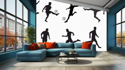 Soccer player silhouette. Ball, kick, goal keeper, gloves, save, freekick.  Wall mural