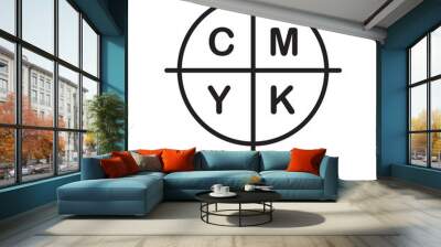 Cmyk icon vector isolated on white background, Cmyk sign , line or linear design elements in outline style Wall mural