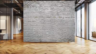 Gray decorative plaster on the wall with pressed horizontal stripes. Plaster background Wall mural