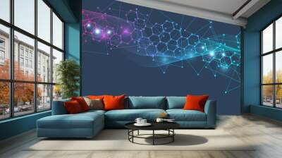 Big Data Visualization Background. Modern futuristic virtual abstract background. Science network pattern, connecting lines and dots. Global network connection . Wall mural