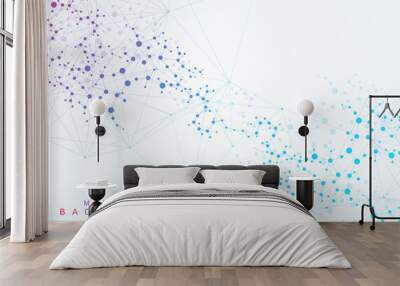 Structure molecule and communication. Dna, atom, neurons. Scientific concept for your design. Connected lines with dots. Medical, technology, chemistry, science background. Vector illustration. Wall mural