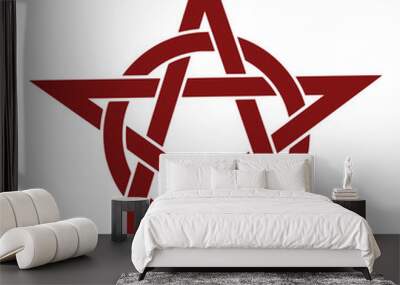 Abstract star ornament in a circle. The star is pierced by a circle. A star in a circle. Wall mural