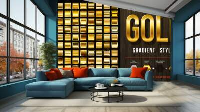 100 vector gold gradient styles. golden squares collection with contour. golden background texture.  Wall mural