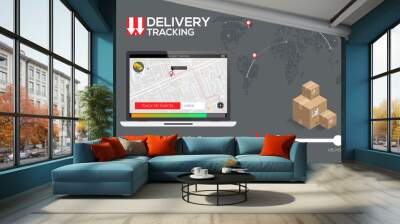 Delivery tracking concept, fast delivery, shipping. flat creative info graphics design for application. vector Eps 10 Wall mural