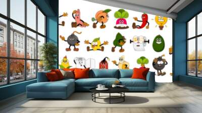 Explosive mega set of comic characters in retro cartoon style. Cute comic gloved hands characters in cartoon 1930s style. Doodle Comic characters for any life situation in new trend style. Wall mural