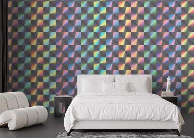 Hologram sticker background. Modern holo paper background with colored overflows. Colourful retro rainbow hologram paper. Wall mural