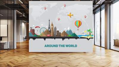 travel and tourism background. around the world Wall mural