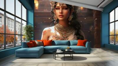 ancient beautiful hindu queen in palaces Wall mural