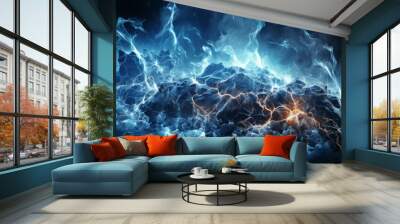 Lightning, transparent black background, mocap motion capture Wall mural