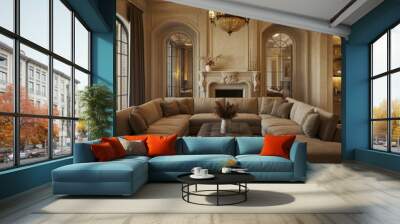 Luxury cozy home interior living room. Wall mural