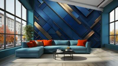 Metalic and geometric blue background Wall mural