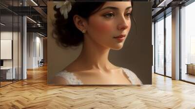 Oil painting of a beautiful woman Wall mural