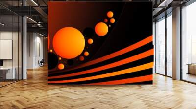 striped black and orange wallpaper with small bright circles, in the style of colorful animation stills, applecore, use of bright colors Wall mural