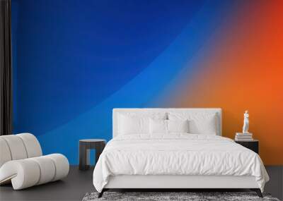 Blue and orange abstract background with glow, blurry light lines, waves Wall mural