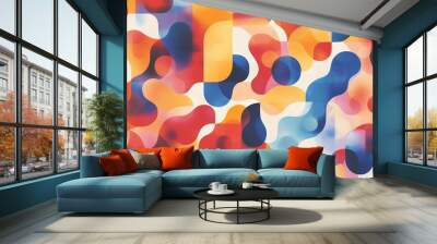 Abstract background with a colorful, dynamic design featuring red, yellow, blue and white. Wall mural