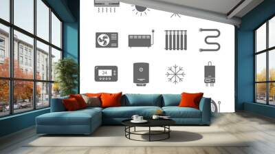 Heating and cooling icons isolated on white. Ventilation and conditioning vector illustration. Wall mural