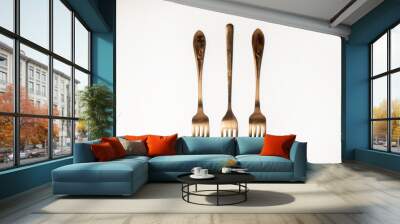 Forks composition isolated white background Wall mural