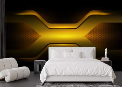 Abstract black and gold luxury background 2, with gradient and overlapping shapes, with light effect Wall mural