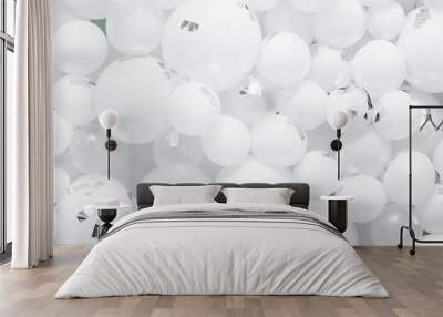 background of many white balloons. white texture Wall mural