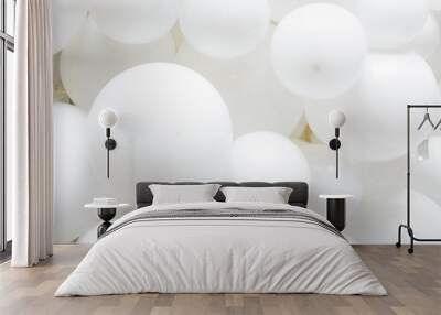 background of many white balloons. white texture Wall mural