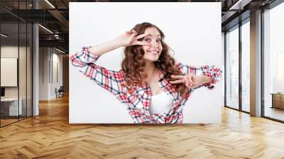 woman in plaid shirt Wall mural