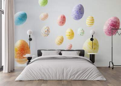 Colorful 3D Mockup of Intricate Easter Eggs Wall mural