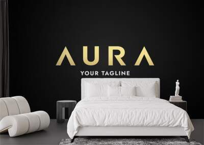 Aura logo or Elegant Aura logo vector isolated on black background. Best aura logo with elegant design in gold color. Suitable for a company logo. The best Aura logo for your business. Wall mural