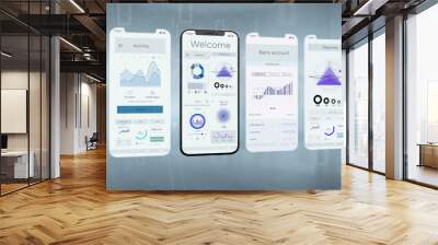 Application interface UI on a smartphone - 3d rendering Wall mural
