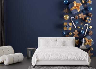 Christmas white background with christmas balls and decoration - 3d rendering Wall mural