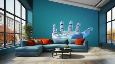 Cyborg robot hand on an uniform  background 3d rendering Wall mural