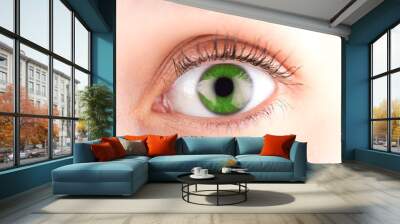 Detailed close up of an green eye in high definition Wall mural