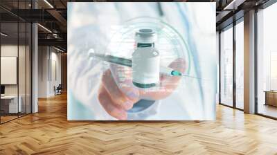 Doctor touching a vaccine concept - 3d rendering Wall mural